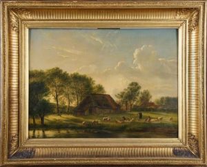 Berger Et Moutons Au Bord De La Riviere by Balthasar Paul Ommeganck