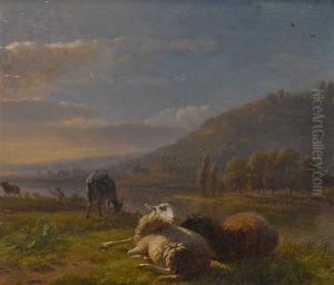 Schafe Und Ziegen Am Seeufer by Balthasar Paul Ommeganck