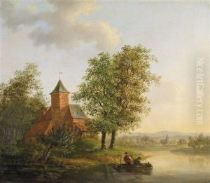 Abendstimmung Am Flussufer by Balthasar Paul Ommeganck