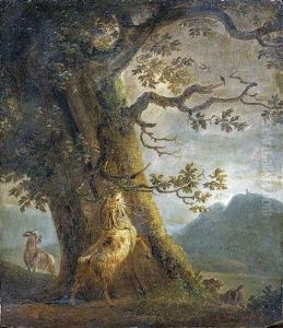 Widder Und Ziegen Unter Einem Eichenbaum by Balthasar Paul Ommeganck