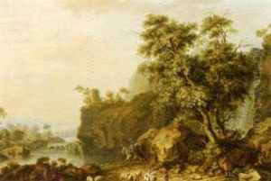 Troupeau Franchissant La Riviere (+ Paysage A La Riviere; 2 Works) by Balthasar Paul Ommeganck