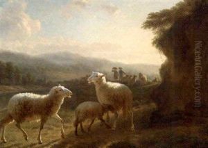 Sheep On A Sunlit Mountain Track by Balthasar Paul Ommeganck