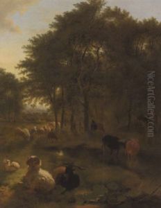 Troupeau Dans La Clairiere by Balthasar Paul Ommeganck