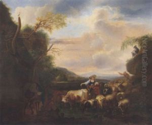 Hirtin Mit Herde by Balthasar Paul Ommeganck