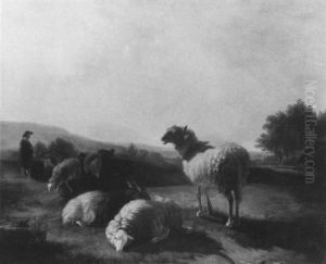 Landschaft Mit Weidenden Schafen by Balthasar Paul Ommeganck