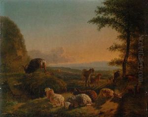 Schaf- Und Ziegenherde, Rechts Der Schlafende Huterbub Schaf- Und Ziegenherde, Rechts Der Schlafende Huterbub
