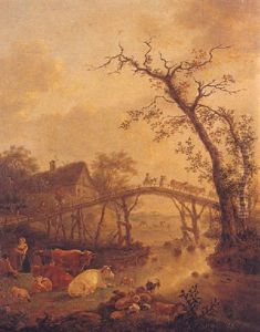 Bergers Et Troupeau Pres D'un Pont by Balthasar Paul Ommeganck