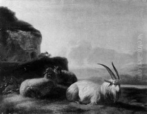 Lagernde Ziegen by Balthasar Paul Ommeganck