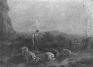 La Bergere Et Son Troupeau Dans La Campagne Hollandaise by Balthasar Paul Ommeganck