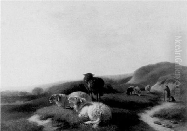 A Shepherd With His Flock - view 1