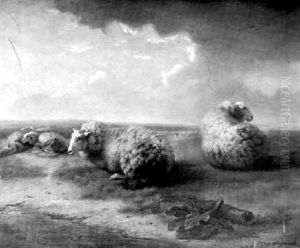 Moutons Au Bord De La Mare by Balthasar Paul Ommeganck