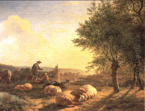 Paysage Avec Personnages Et Moutons - view 1