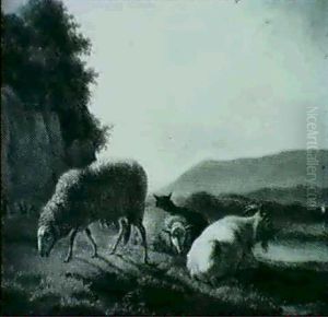 Schafe Am Flussufer by Balthasar Paul Ommeganck