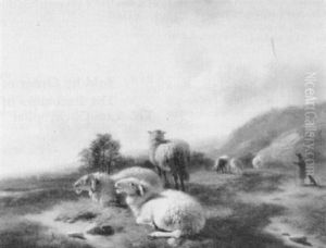 Sheep In A Landscape, A Drover Beyond