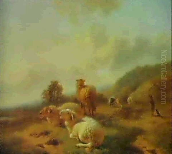 A Shepherd With His Flock - view 1