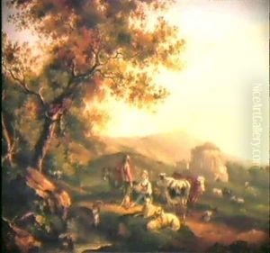 Hirtenpaar Mit Vieh In Einer Sudlichen Landschaft