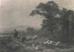 Abergers Conversant Aupres De Leurs Troupeaux by Balthasar Paul Ommeganck