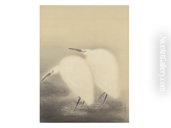 A Pair Of Egrets - view 1