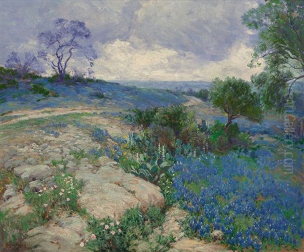 Texas Landscape With Bluebonnets - view 1