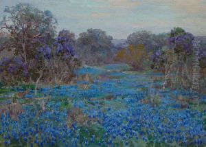 Field Of Bluebonnets With Trees by Julian Onderdonk