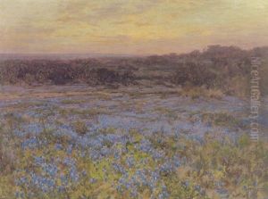A Blue Bonnet Field At Sunset Near San Antonio, Tx by Julian Onderdonk