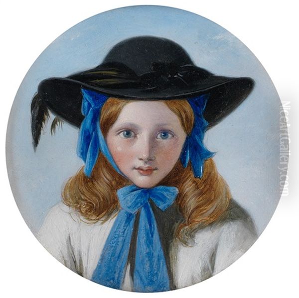 Girl With Blue Bow And Black Bonnet - view 1