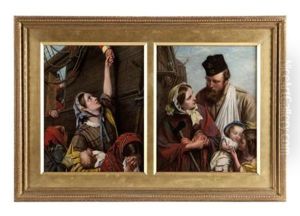 Eastward Ho! (+ Home Again; 2 Works Mounted On One) by Henry Nelson O'Neil