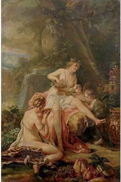 jeune Bacchante, Suivante Et Deux Amours - view 1