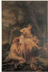 Jeune Bacchante, Une Suivante Et Deux Amours