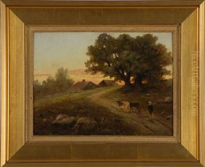 Sunset Of A Country Road by William Ongley