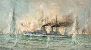 Kreuzergefecht An Der Doggerbank 24/j 15 by Karl Eduard Onken