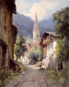 Blick Auf Ein Dorf (tirol?) by Maria Onken-Palme