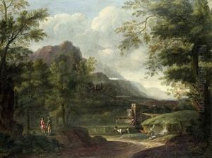 Italienische Gebirgslandschaft Mit Staffage Und Vieh Italienische Gebirgslandschaft Mit Staffage Und Vieh