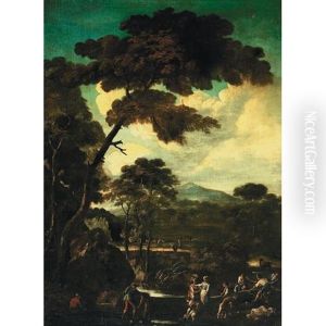 An Extensive Landscape With A Group Of Figures In The Foreground An Extensive Landscape With A Group Of Figures In The Foreground