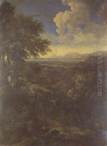 Paysage Classique De La Campagne Romaine Anime De Bergers by Crescenzio Onofri
