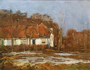 Farmhouse On The Veluwe In The Melting Snow