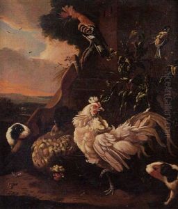Coq Dans Un Paysage Avec Du Gibier