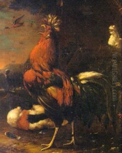 A Cockerel And Other Decorative Fowl In Parkland