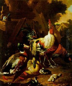 Geflugelhof Mit Huhnern, Enten Und Kuken