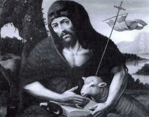 Johannes Der Taufer Mit Dem Lamm Und Einem Offenen Buch Johannes Der Taufer Mit Dem Lamm Und Einem Offenen Buch