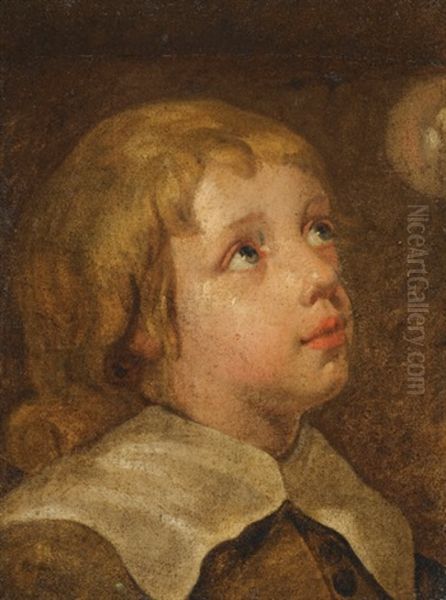 Boy Looking Up At A Bubble (study) - view 1