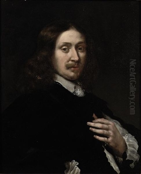 Portrait Of A Gentleman In A Black Costume With A White Chemise - view 1