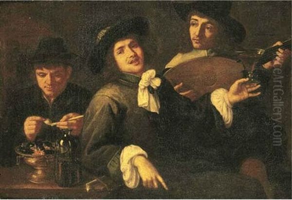 The Five Senses: Three Men Smoking, Drinking And Making Music - view 1