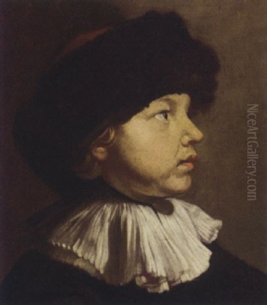 Portrait Of A Boy In A Black Fur Hat - view 1