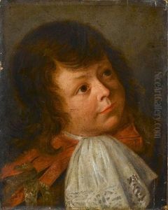 Portrait Of A Young Boy, Bust-length, In A Red Coat With A White Lace Jabot