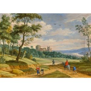 Paysage De Ruines D'abbaye Anime De Personnages by Isaac Van Oosten