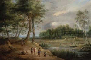 Panoramic Landscape With Wanderers by Isaac Van Oosten