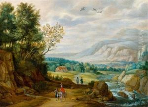 Wide Landscape With Travellers by Isaac Van Oosten
