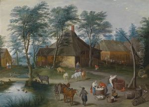 Dorfstrase Mit Bauerlicher Staffage