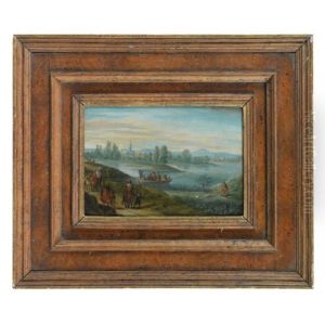 Paysage De Riviere Avec Des Voyageurs Sur Un Chemin by Isaac Van Oosten